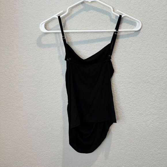 All:Row Black Soft Ribbed Ruched Drapey Spaghetti Strap Blouse - Size M EUC - Picture 5 of 6